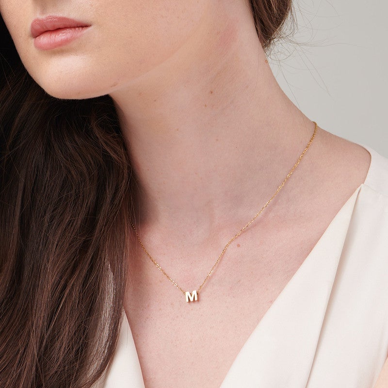 PALMONAS 18k Gold Tone Plated Small Letter Necklace
 for Women - Image 4