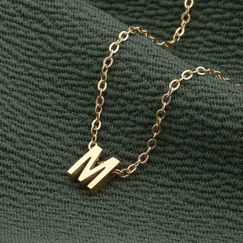 PALMONAS 18k Gold Tone Plated Small Letter Necklace
 for Women - Image 3