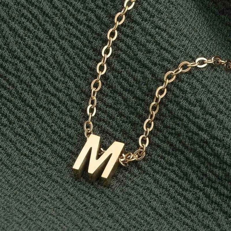 بالموناس PALMONAS 18k Gold Tone Plated Small Letter Necklace
 for Women