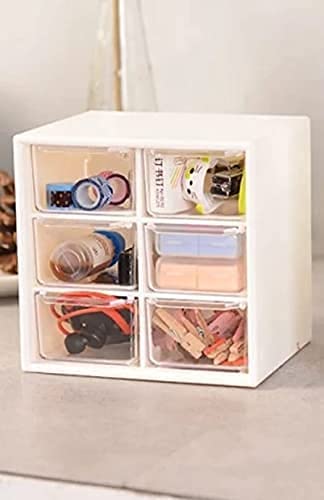 Sajag Drawer Plastic Storage Desk Cabinet Organizer Storage Box 6 Grid Mini Plastic Multipurpose Drawer Storage Box white 123 X 12 X 10 cm - Image 2