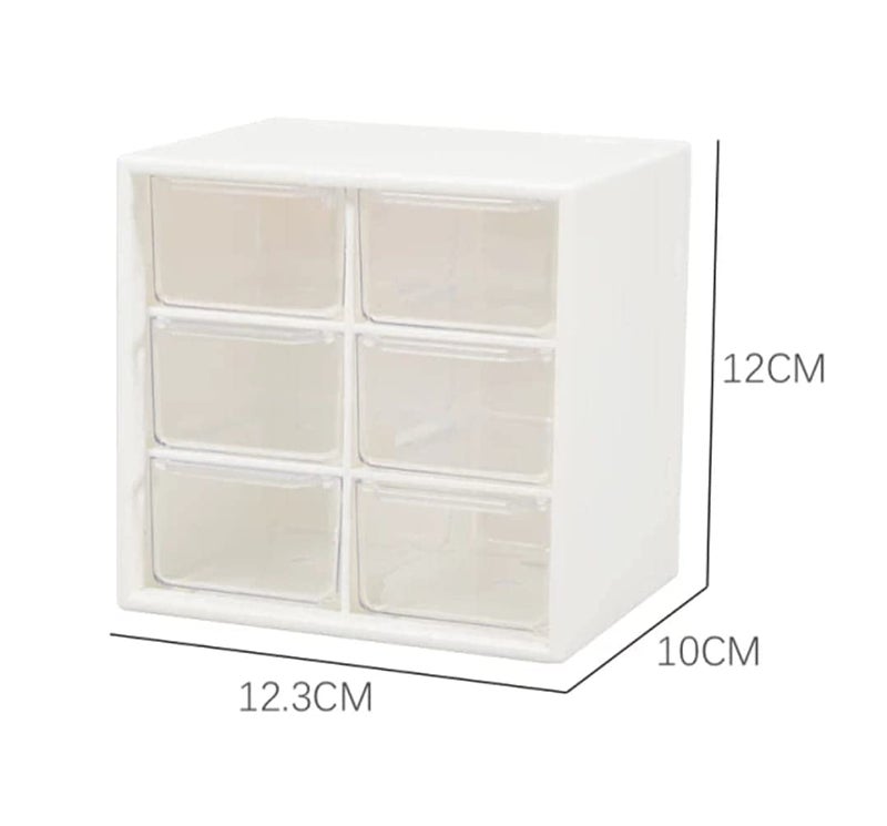 Sajag Drawer Plastic Storage Desk Cabinet Organizer Storage Box 6 Grid Mini Plastic Multipurpose Drawer Storage Box white 123 X 12 X 10 cm - Image 3