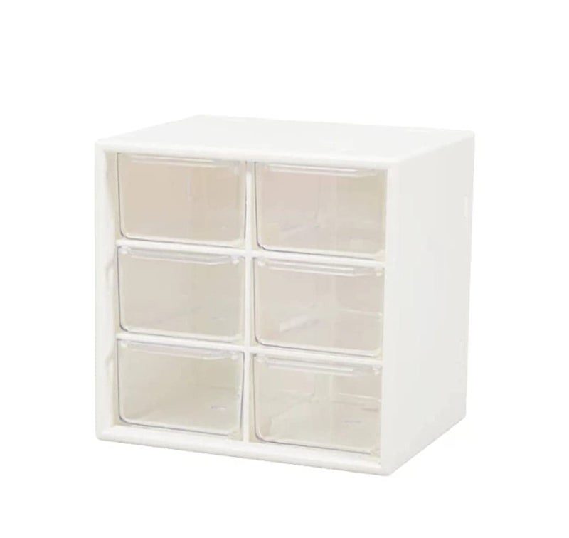 Sajag Drawer Plastic Storage Desk Cabinet Organizer Storage Box 6 Grid Mini Plastic Multipurpose Drawer Storage Box white 123 X 12 X 10 cm - Image 1