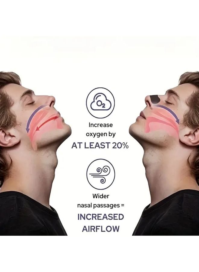 شرائط الأنف السوداء اللاصقة 30 قطعة مضادة للسعال لتخفيف التنفس أثناء النوم طويلة الأمد - Image 4