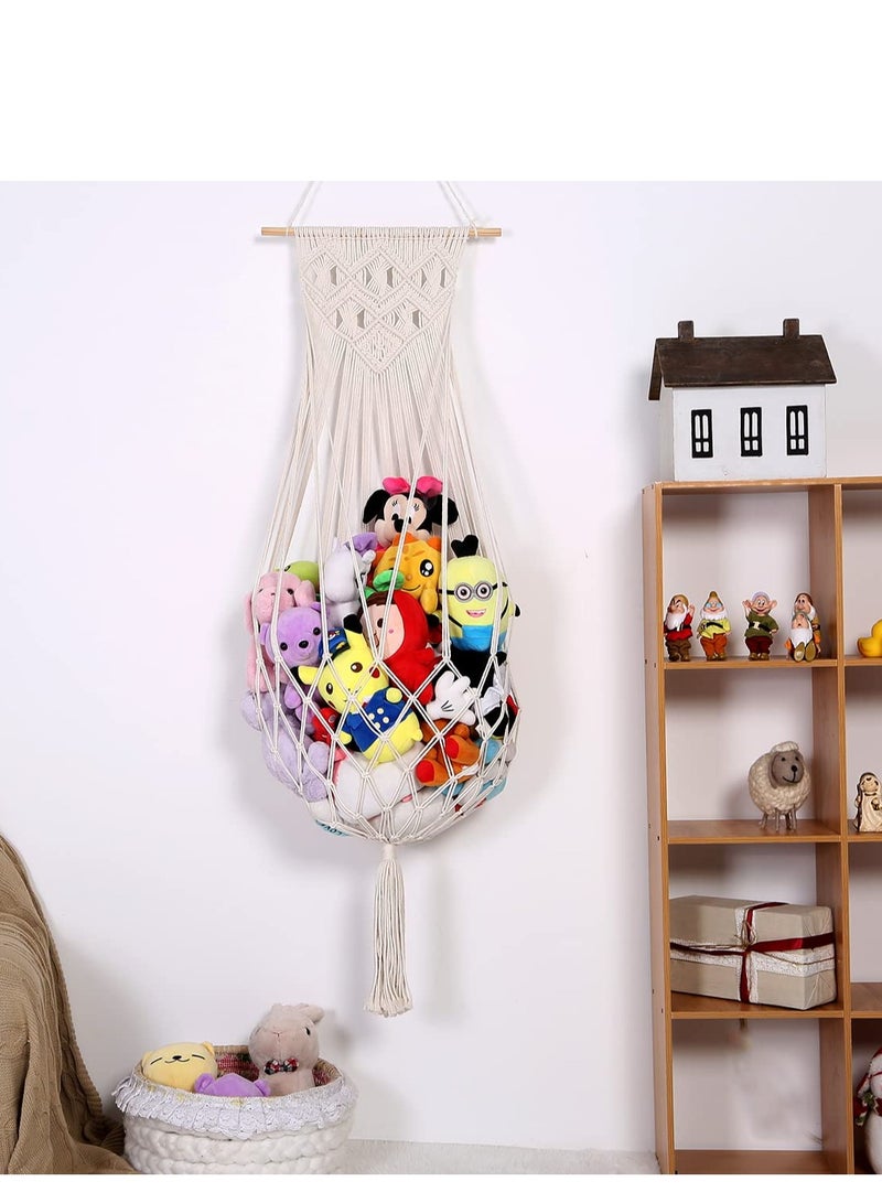 SYOSI Boho Stuffed Animal Toy Hammock, Premium Plush Toy Hanging Organizer Net, Jumbo Toy Storage Net, Large Corner Plush Toys Net Holder, Hanging Stuff Animals Organizer Storage for Kids Nursery Bedroom - Image 2