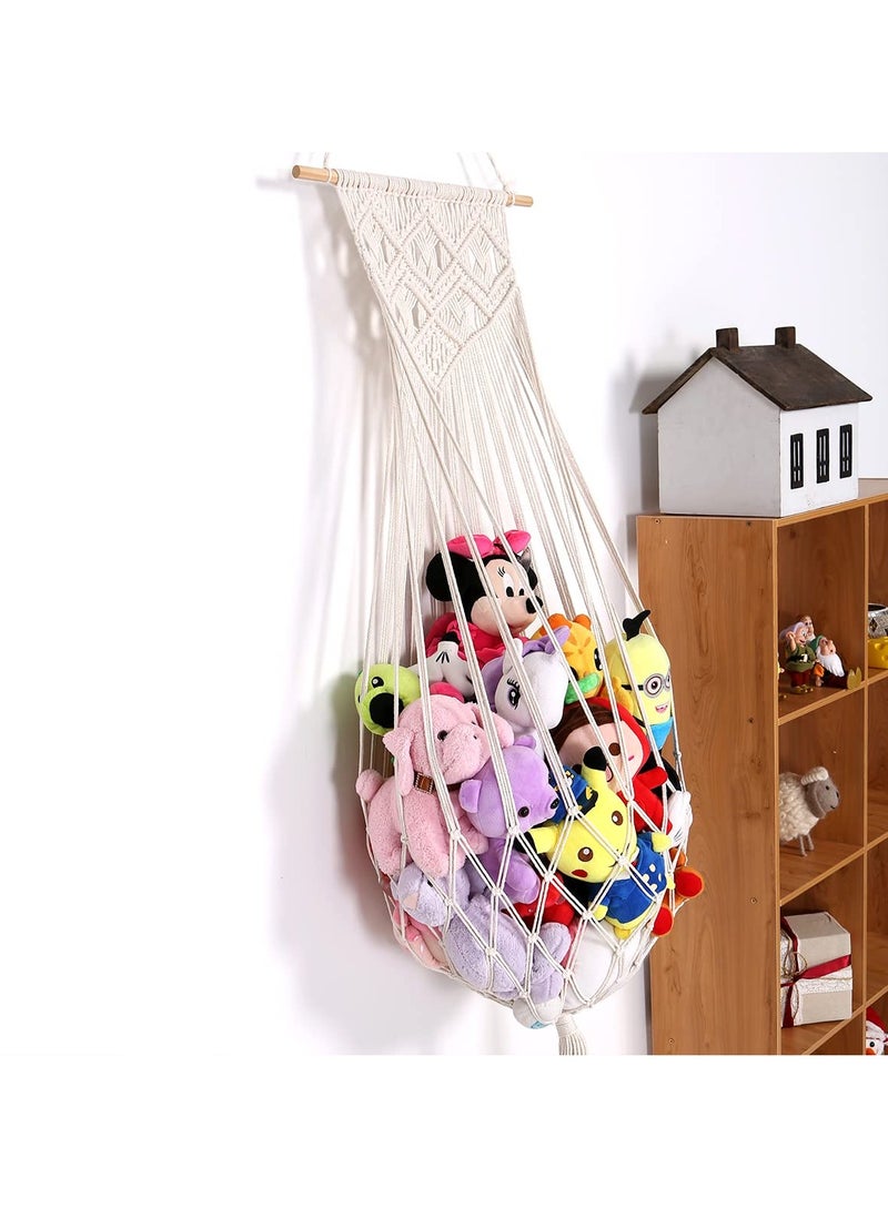 SYOSI Boho Stuffed Animal Toy Hammock, Premium Plush Toy Hanging Organizer Net, Jumbo Toy Storage Net, Large Corner Plush Toys Net Holder, Hanging Stuff Animals Organizer Storage for Kids Nursery Bedroom - Image 4