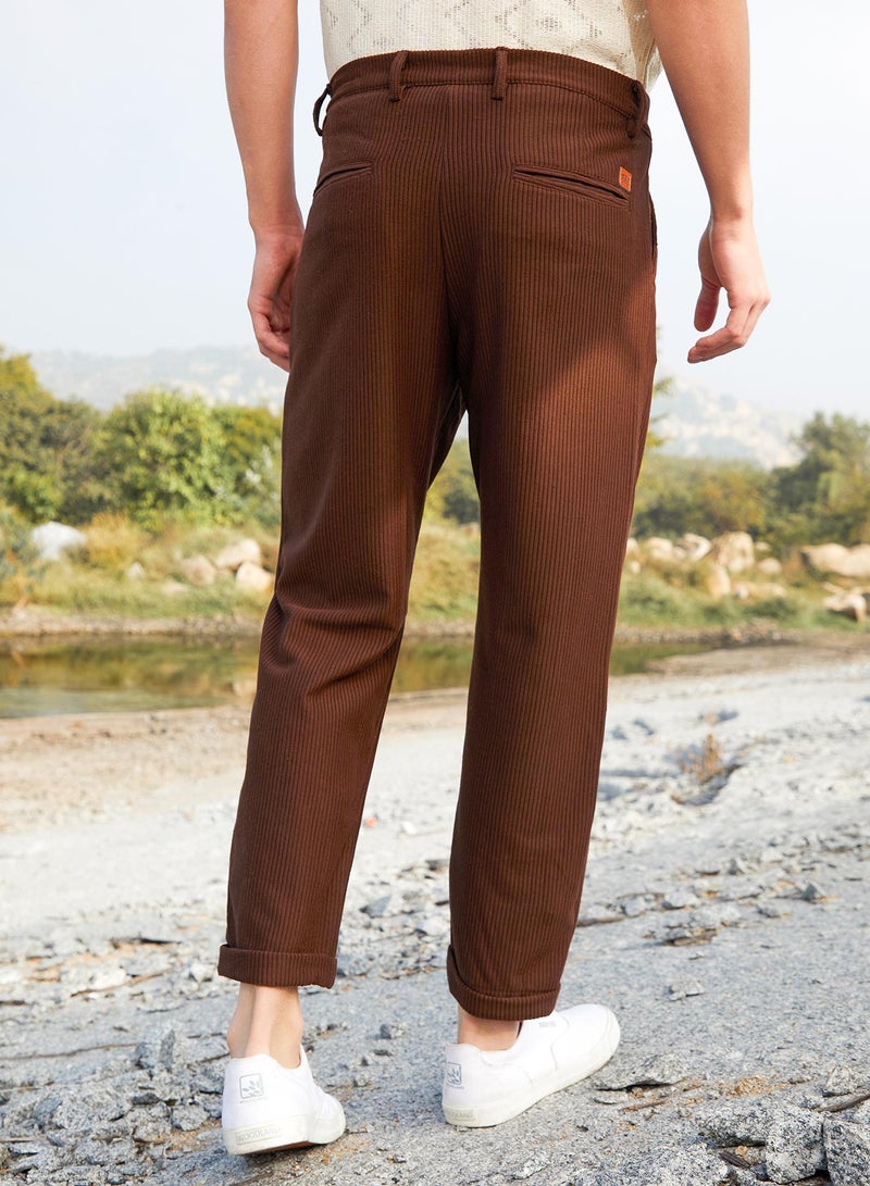 كامبوس سوترا Men's Mocha Brown Corduroy Tailored Trousers  - Image 5
