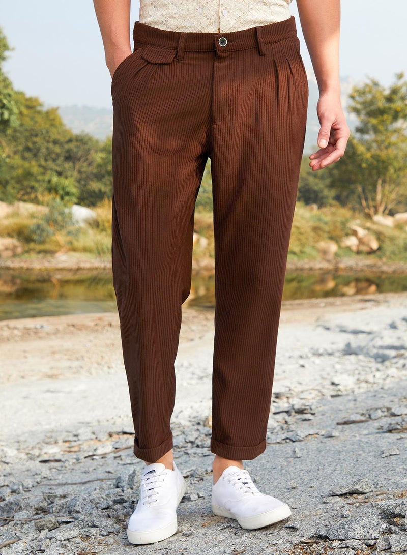 كامبوس سوترا Men's Mocha Brown Corduroy Tailored Trousers  - Image 2