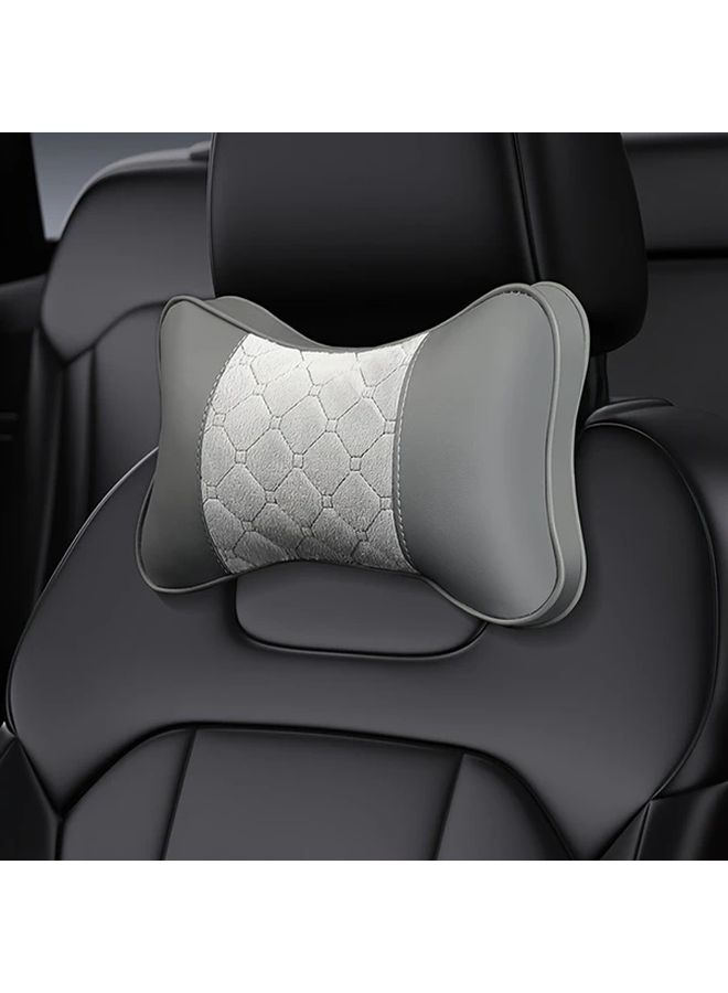 Beige Ergonomic Car Neck Pillows 2pcs Removable Cover Travel Driving Comfort - Image 4