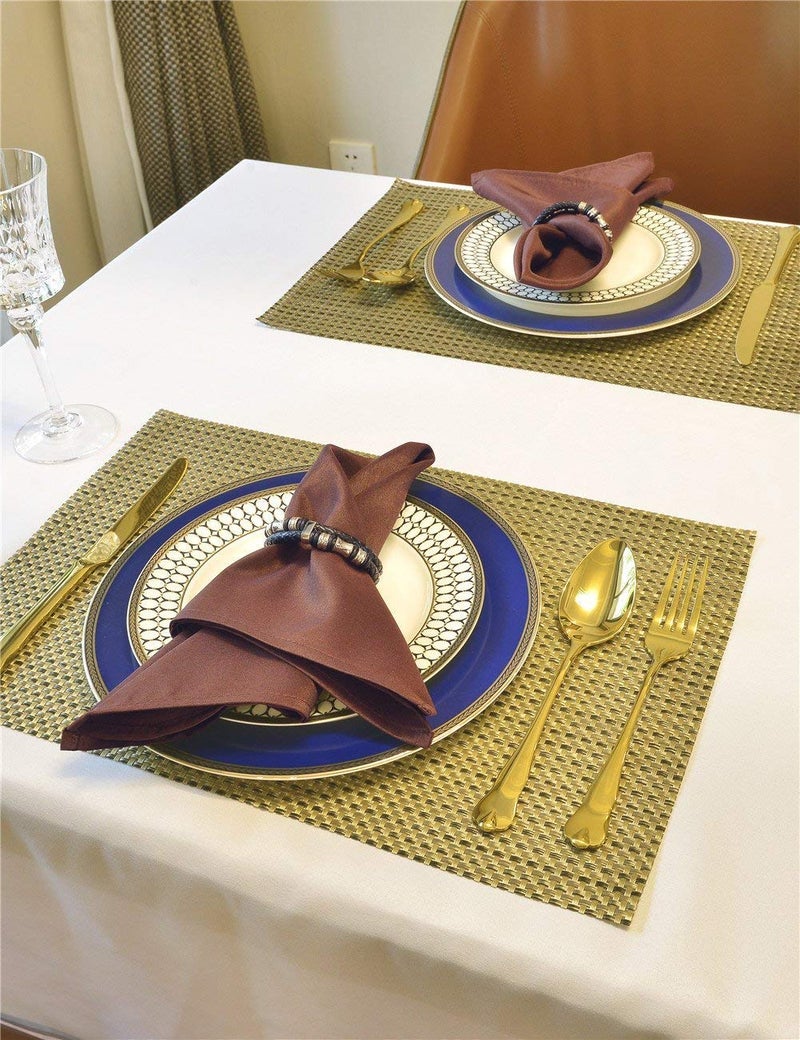 Cieltown Polyester Cloth Falkins 1 دزينة من المناديل القابلة للغسل الصلبة مجموعة من 12 مثالية لحفلات الزفاف عشاء عطلة (20 × 20 بوصة) - Image 5