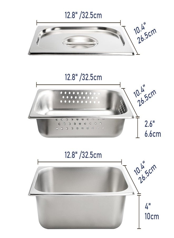 Kingrol 3 Pack 1/2 Steam Table Pan, 4 Inch Deep Half Size Stainless Steel Hotel Pans with Lid, Perforated Steam Pan, Chafing Pans for Buffets, Catering, and Commercial Kitchens - Image 4