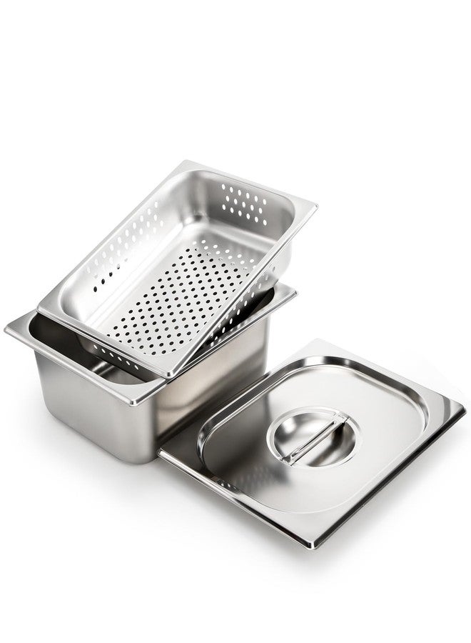 Kingrol 3 Pack 1/2 Steam Table Pan, 4 Inch Deep Half Size Stainless Steel Hotel Pans with Lid, Perforated Steam Pan, Chafing Pans for Buffets, Catering, and Commercial Kitchens - Image 3