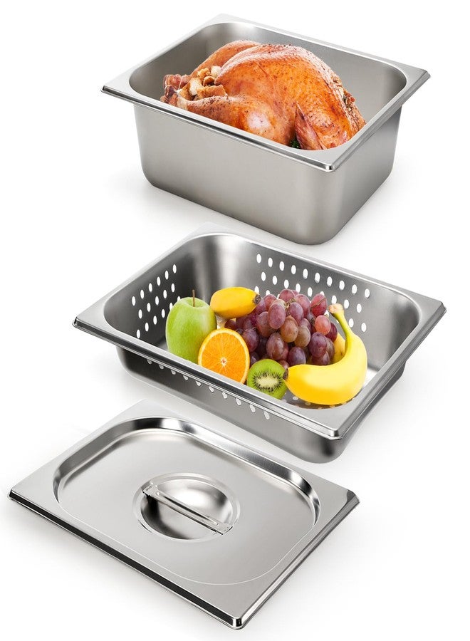 Kingrol 3 Pack 1/2 Steam Table Pan, 4 Inch Deep Half Size Stainless Steel Hotel Pans with Lid, Perforated Steam Pan, Chafing Pans for Buffets, Catering, and Commercial Kitchens - Image 2