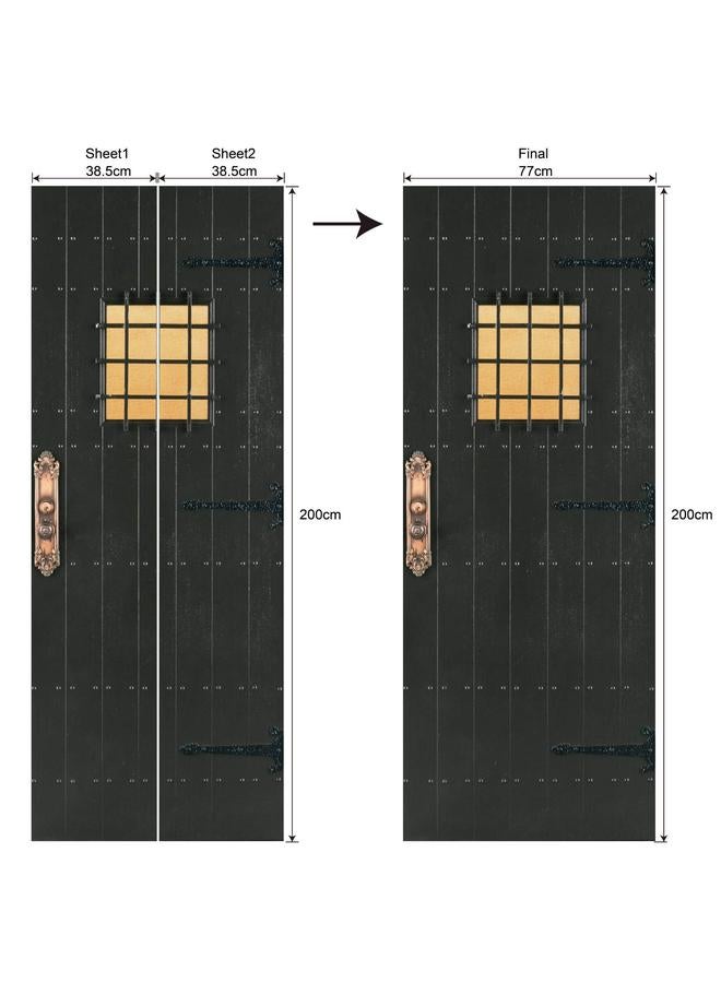 Bluejw 77/90cm3D High Simulation Door Series Door Stickers Removable Waterproof Wall Stickers Bedroom Living Room PVC Stickers A Generation Of Hair - Image 1