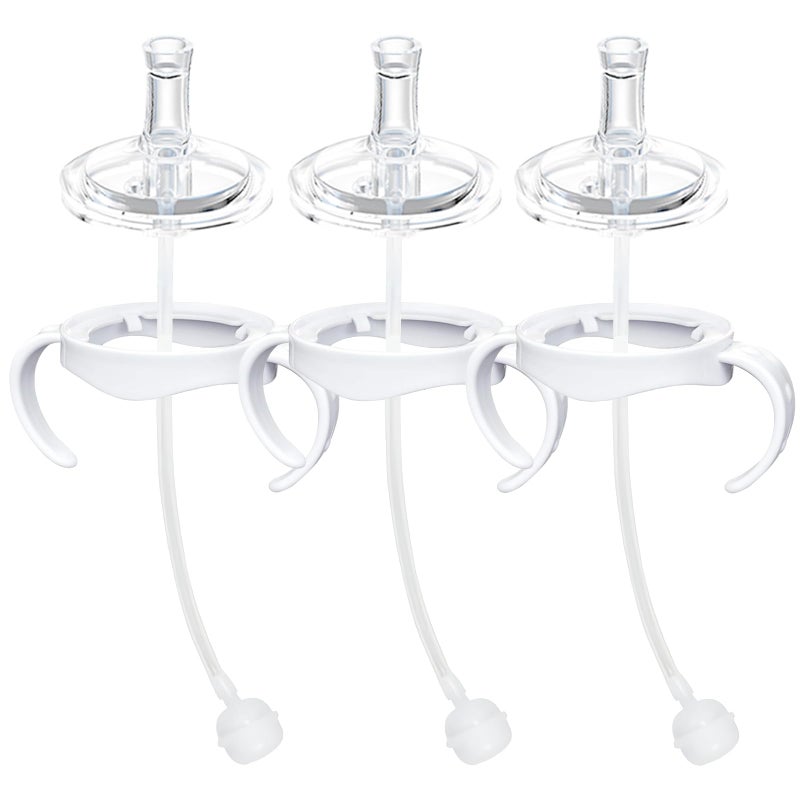 Zafflerva Sippy Cup Conversion Kit Compatible with Philips Avent Natural Baby Bottles, Soft Straw top and Weighted Ball Sippy Cup Transition Kit with Handles, 8m+ Pack of 3 - Image 1