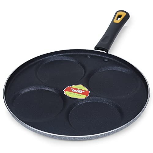 Anjali Diamond Aluminium Dura Big Non Stick Uttappa Tawa (4-Cavities), Black - Image 1