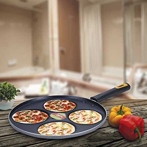 Anjali Diamond Aluminium Dura Big Non Stick Uttappa Tawa (4-Cavities), Black - Image 2