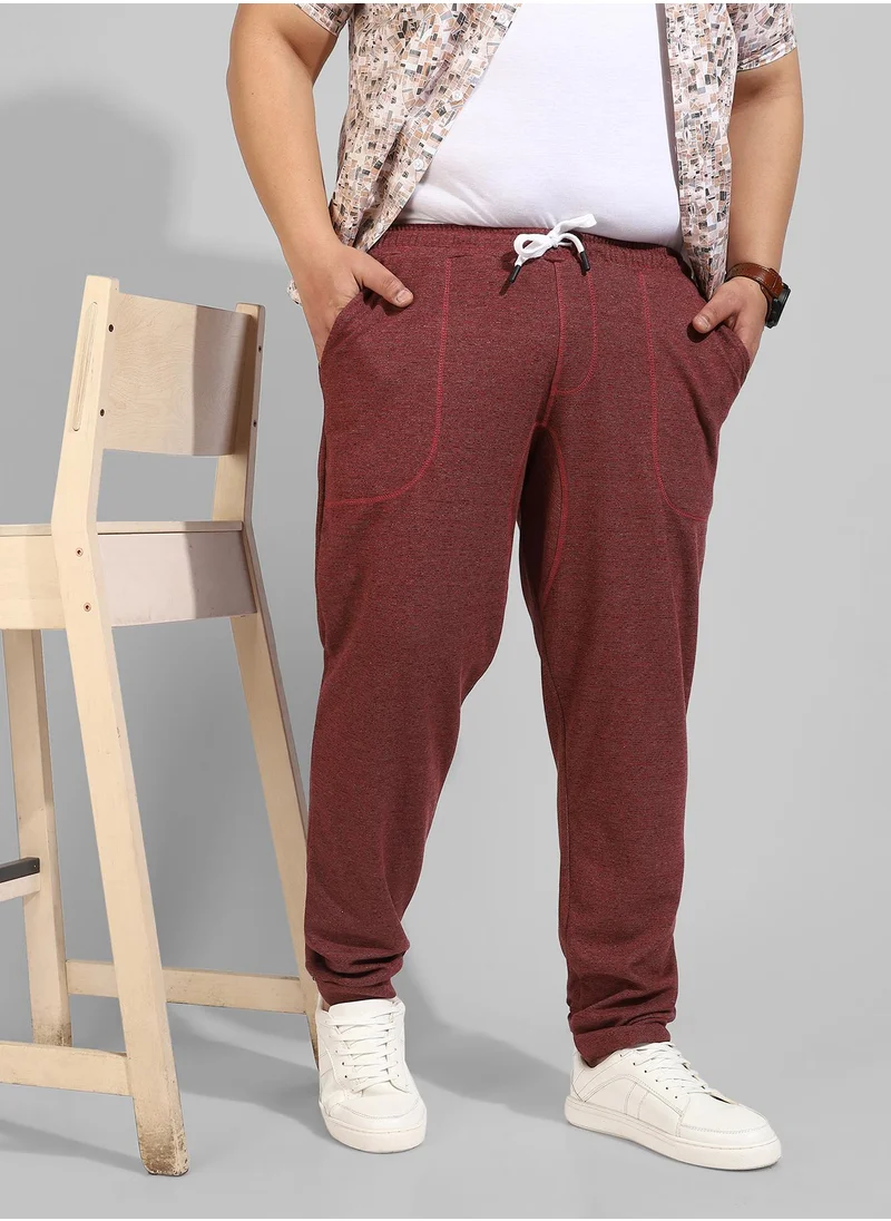 Instafab Plus Men's Cotton Solid Maroon Regular Fit Trackpants
