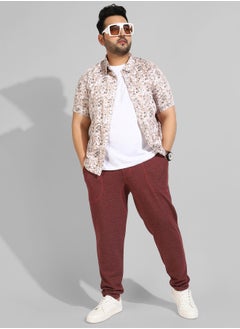 Instafab Plus Men's Cotton Solid Maroon Regular Fit Trackpants  - Image 5