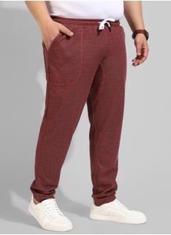 Instafab Plus Men's Cotton Solid Maroon Regular Fit Trackpants  - Image 3