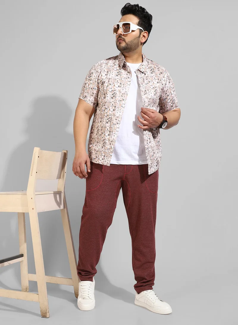 Instafab Plus Men's Cotton Solid Maroon Regular Fit Trackpants