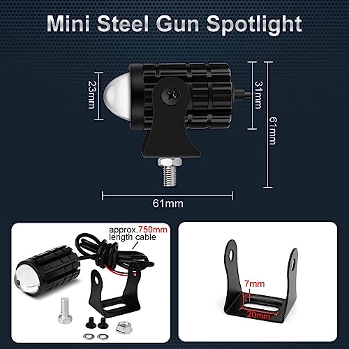 LOVMOTO Universal Motorcycle LED Driving Fog Lights 40W White and Amber LED Pods Projector Lights Mini drive DC Power Mini Driving Fog Light For All Motor-cycle, Bi-kes, Scoo-ters, C-ars, Projector Light 2 Color White/Yellow (U1 MINI DRIVE) - Image 2