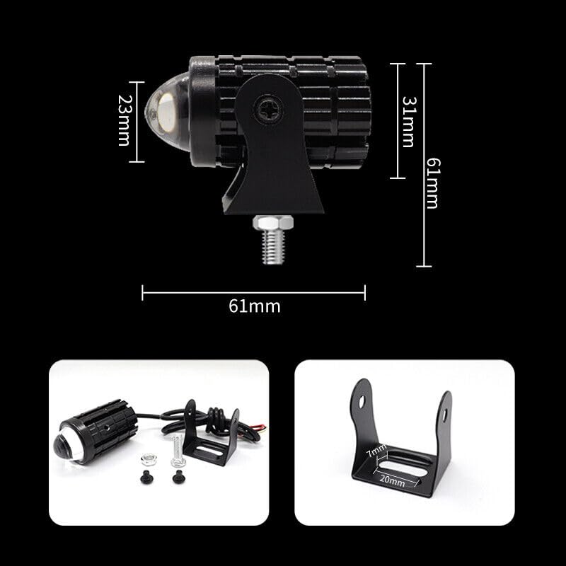 LOVMOTO Universal Motorcycle LED Driving Fog Lights 40W White and Amber LED Pods Projector Lights Mini drive DC Power Mini Driving Fog Light For All Motor-cycle, Bi-kes, Scoo-ters, C-ars, Projector Light 2 Color White/Yellow (U1 MINI DRIVE) - Image 4