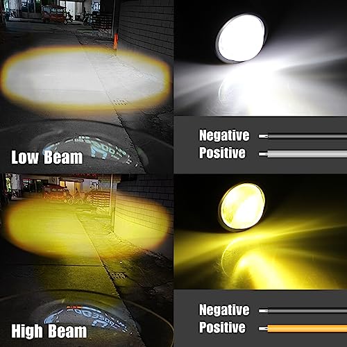 LOVMOTO Universal Motorcycle LED Driving Fog Lights 40W White and Amber LED Pods Projector Lights Mini drive DC Power Mini Driving Fog Light For All Motor-cycle, Bi-kes, Scoo-ters, C-ars, Projector Light 2 Color White/Yellow (U1 MINI DRIVE) - Image 5