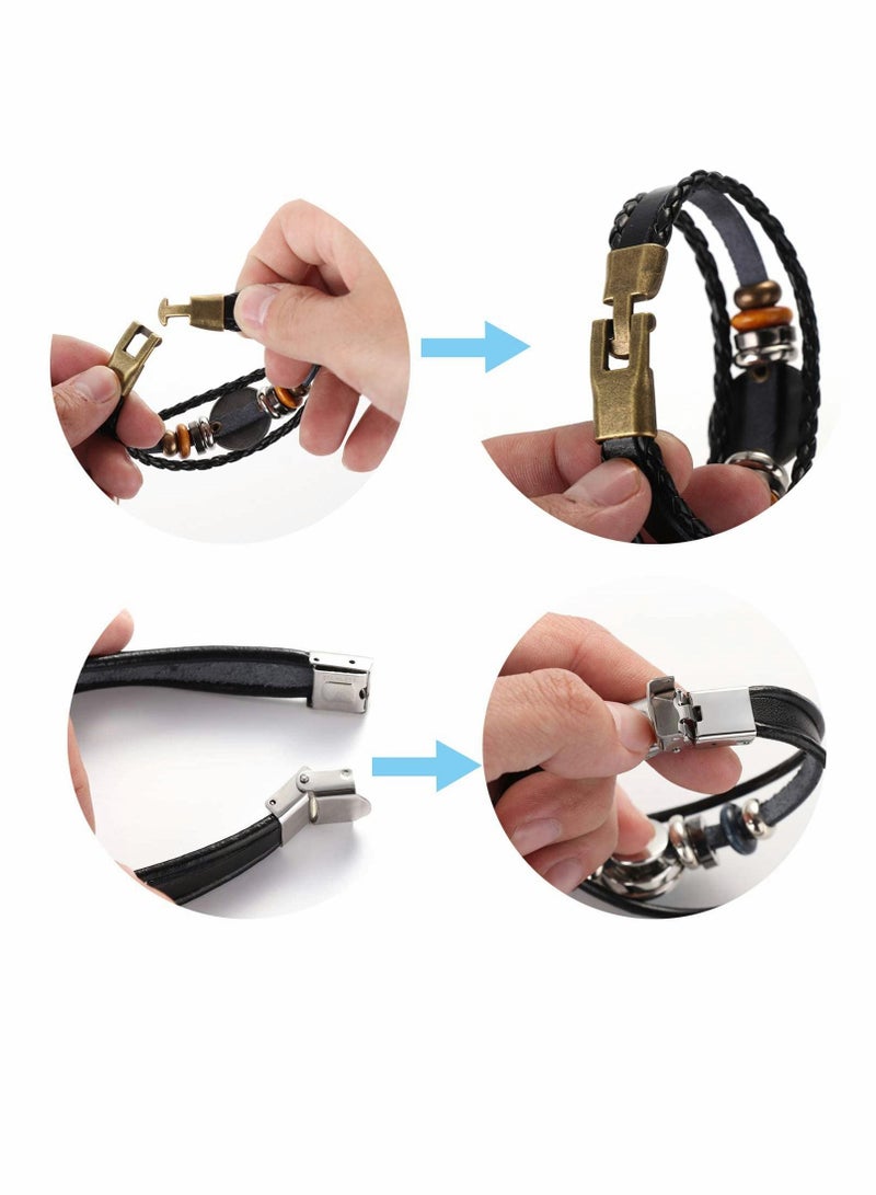 KASTWAVE 12 Constellation Bracelet, Braided Leather Bracelet Vintage Hand Braided Punk Chain Bracelet 8.0" 8.5" 2 Pieces - Image 2