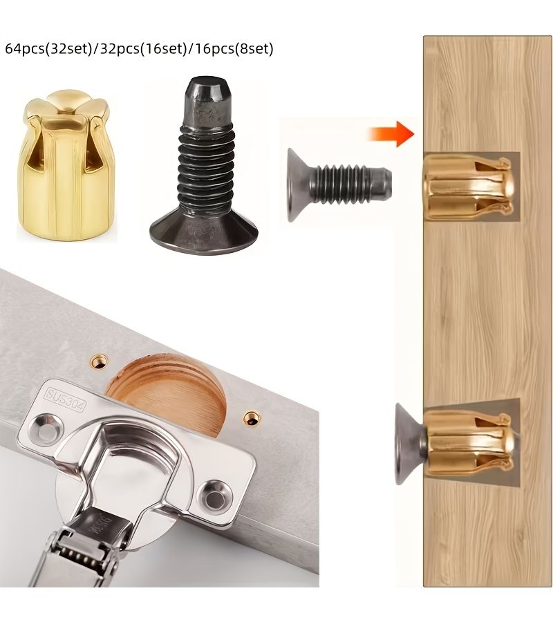 32pcs Reusable Hinge Expansion Insert Kit for Door Panel Fastener Repair, Rust Proof Vintage Metal - Image 1