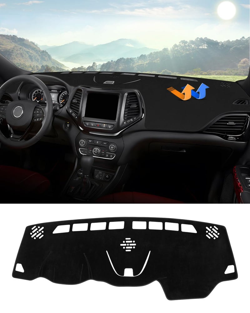 Autorder Dashboard Cover Mat for 20142023 Jeep Cherokee Accessories Dash Cover Flannel Dash Mat Sunshade Glare UV Rays Protector Not Fit Grand Cherokee