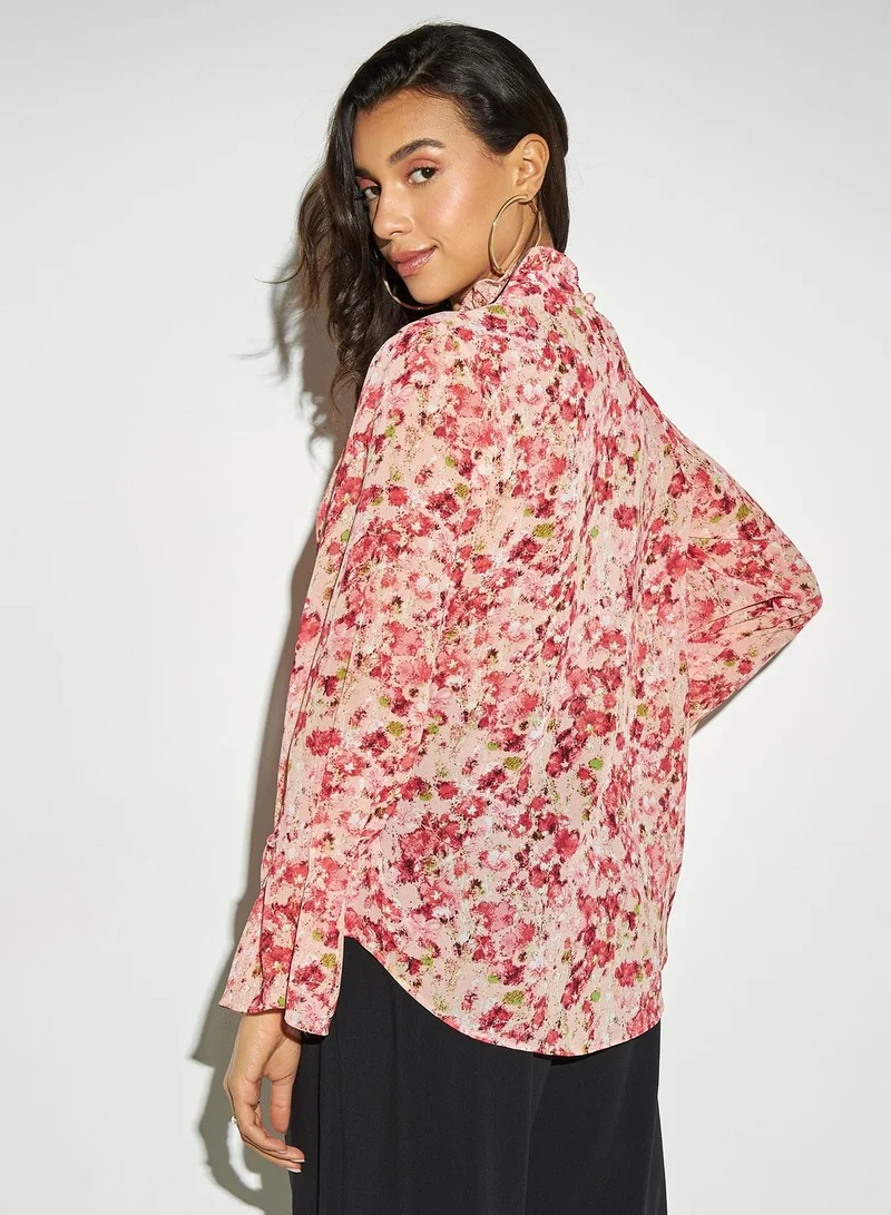2Xtremz 2Xtremz All-Over Floral Print High Neck Top
