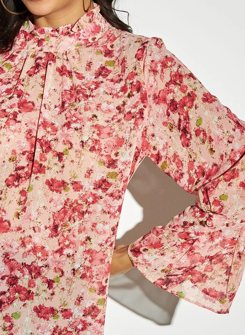 2Xtremz 2Xtremz All-Over Floral Print High Neck Top