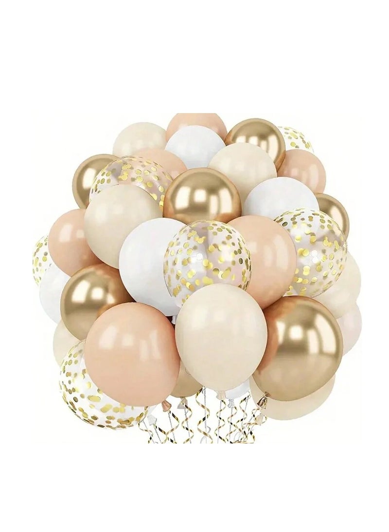 Engagement, Wedding, and Baby Shower Decorations Pink, Gold, and White Balloons with Gold Confetti 53 Pieces - Image 1