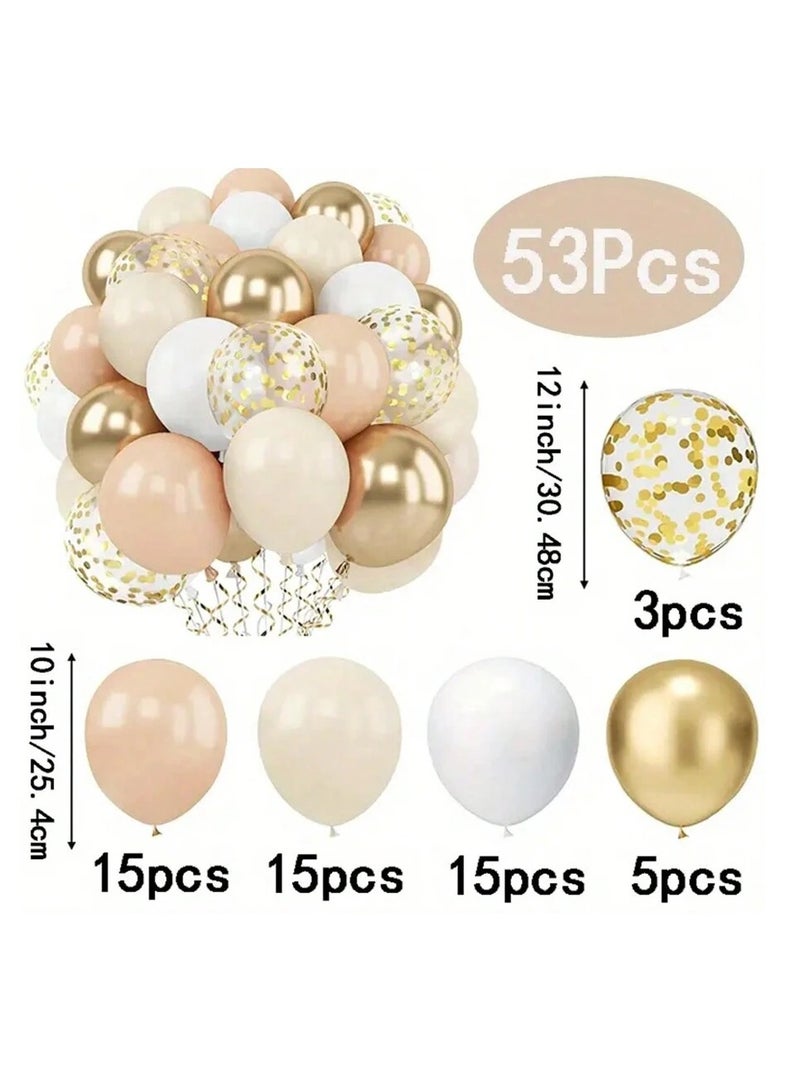 Engagement, Wedding, and Baby Shower Decorations Pink, Gold, and White Balloons with Gold Confetti 53 Pieces - Image 3