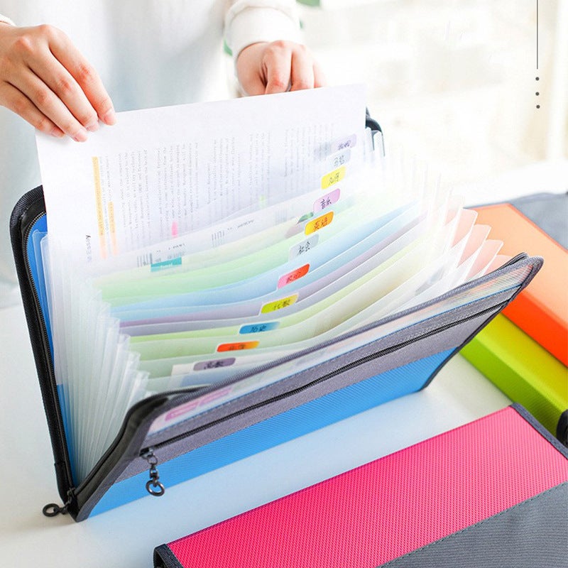 Office Multi-Layer Accordion File Folder 13 Compartments A4 Zipper Classification File Storage Accordion Bag Ins - Image 2