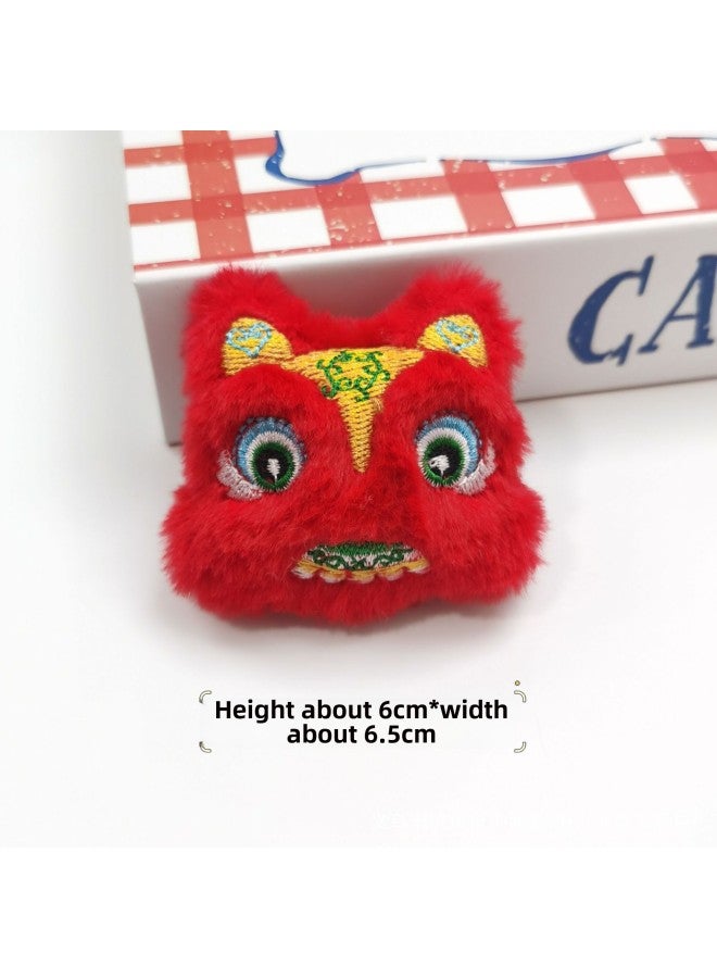 Year Dragon Year Cartoon Lion Dance Doll Pendant Clothing Hair Accessories Keychain Children's Socks Bag Accompanying Gift-Specifications:Red And Yellow Lion Awakening-Color:Original Back Opening (no Brooch Or Hanging Chain) - Image 1