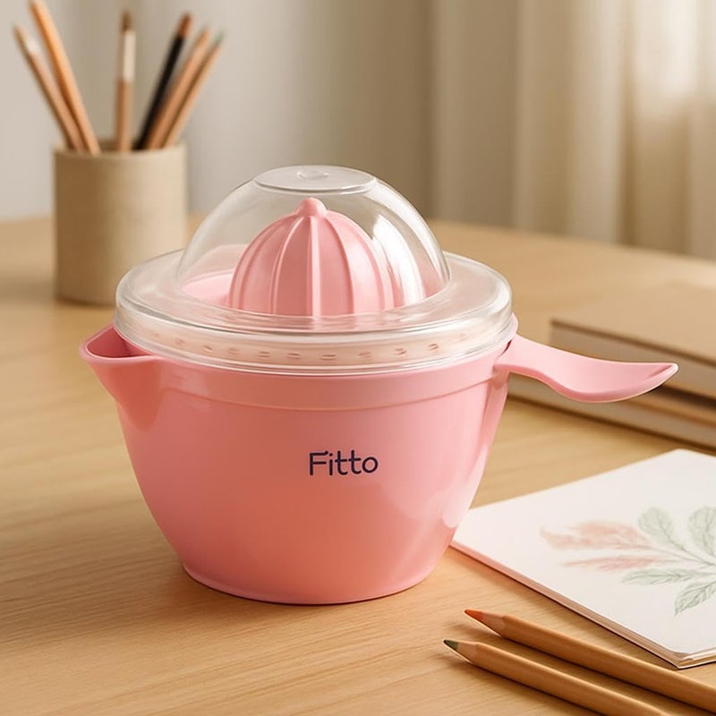 FITTO Juicer Plastic, Manual Fruit Juicer Machine, Portable Citrus Squeezer for Orange, Lemon, Grapes, Freshly Squeezed Juice, Kitchen Accessory with Two-Speed Control and Easy Cleaning,Assorted - Image 2