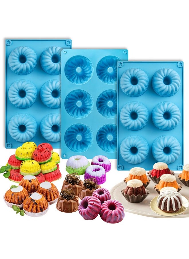 PalkSky Palksky 3PCS 6-Cavity Mini Fluted Tube Pan Silicone Non-Stick Multi-Cavity small Cake Baking Pan, mini moldes para chocoflan  - Image 1
