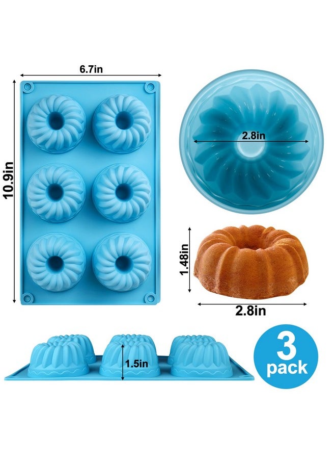 PalkSky Palksky 3PCS 6-Cavity Mini Fluted Tube Pan Silicone Non-Stick Multi-Cavity small Cake Baking Pan, mini moldes para chocoflan  - Image 4