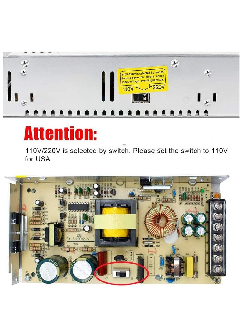جوميز 12V 30A 360W الصمام إمدادات الطاقة - 110V / 220 فولت AC DC 12 فولت الجهد المنظم التبديل محول للأغراض العامة ، أدى ضوء الشريط ، علامات ، الصوت ، مشاريع الكمبيوتر  - Image 4