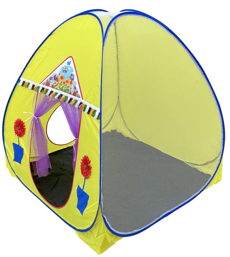 HOMECUTE Foldable Popup Big/Jumbo Size Play Tent House for Kids,Outdoor & Indoor Use, 3 Year to 12 Years 110 x 110 x 120 cm (Big Size Yellow) - Image 3