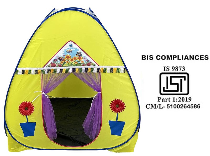 HOMECUTE Foldable Popup Big/Jumbo Size Play Tent House for Kids,Outdoor & Indoor Use, 3 Year to 12 Years 110 x 110 x 120 cm (Big Size Yellow) - Image 2