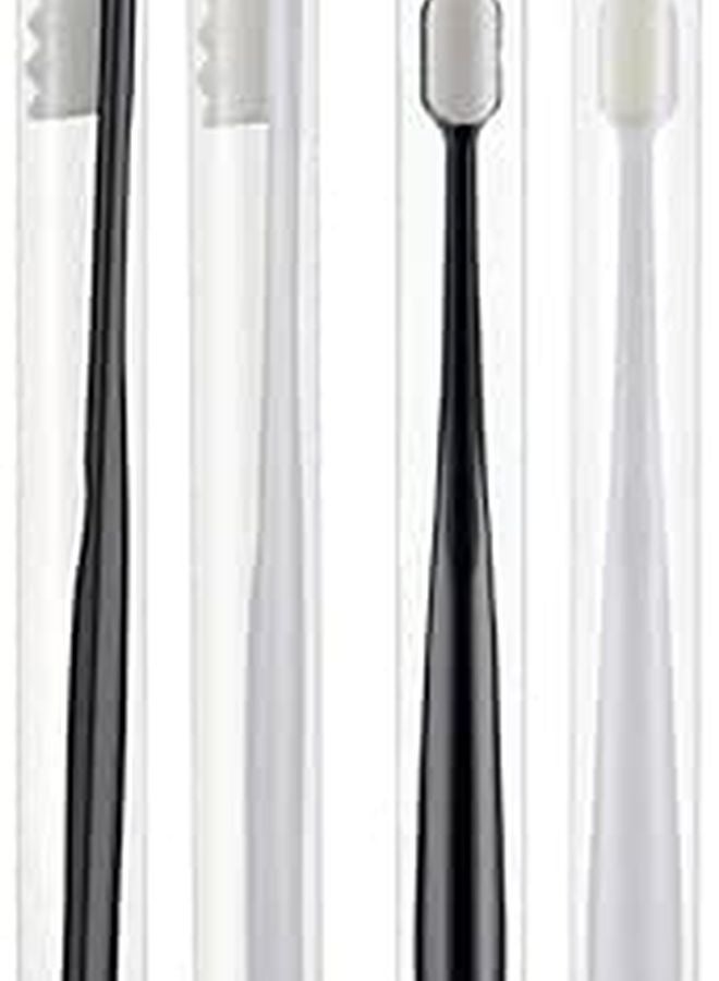 Soft Micro Nano Toothbrush 4 Pack Black White Flat Head Wavy Design For Adults - Image 1