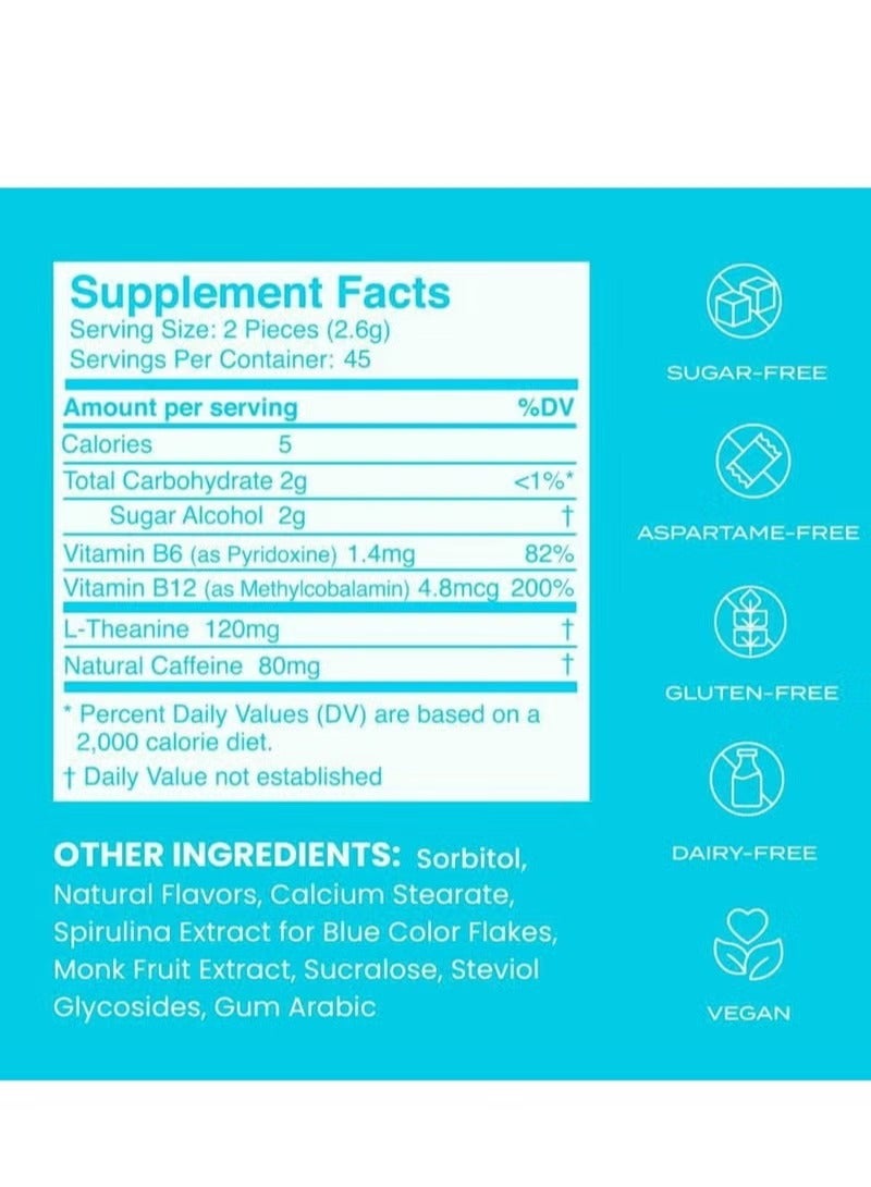 Gum NeuroGum Energy Caffeine Gum (90 Pieces) - Sugar Free with L-theanine + Natural Caffeine + Vitamin B12 u0026 B6 - Nootropic Energy u0026 Focus Supplement for Women u0026 Men - Keto u0026 Vegan, Pepp - Image 5