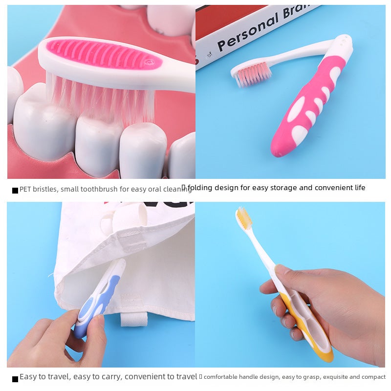 Generic Foldable Caterpillar Travel Toothbrushes Dual-Pack for Couples Blue yellow - Image 4