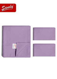 Sandy Sandy Premium Hotel Quality Flat Sheet and Pillow Cases, Bed Sheet 3 Pieces Set, Soft & Breathable and Cooling, King Size 274 x 259 cm, Lilac  - Image 1