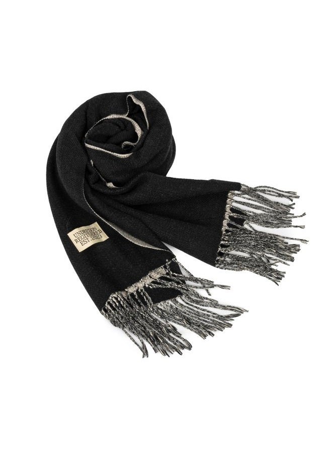 XuoAz Winter Scarf for Women Pashmina Shawl Wraps for Evening Dress Fall Winter Warm Large Blanket Scarves, Black & Beige, M - Image 3