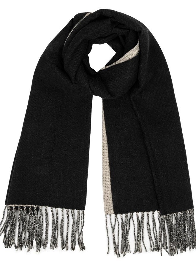 XuoAz Winter Scarf for Women Pashmina Shawl Wraps for Evening Dress Fall Winter Warm Large Blanket Scarves, Black & Beige, M - Image 4