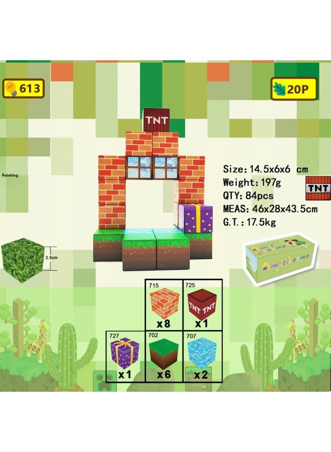 SOURCE Magnetic Block Assembling Magnet Building Block Toy MC Peripheral 2.5cm Mini My World Magnetic Block-Color:613 Sky City Gate -20 Tablets (experience Pack)-Specifications:Single Size: 2.5cm  - Image 1