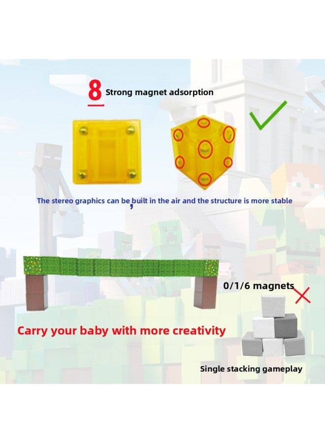 SOURCE Magnetic Block Assembling Magnet Building Block Toy MC Peripheral 2.5cm Mini My World Magnetic Block-Color:613 Sky City Gate -20 Tablets (experience Pack)-Specifications:Single Size: 2.5cm  - Image 4